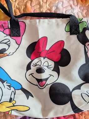 Disney Minnie Mouse And Friends Canvas Tote Bag - White & Pink 12x 14 Inches
